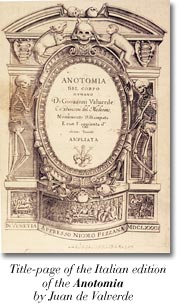 Title page of the Italian edition of the Anotomia by Juan de Valverde